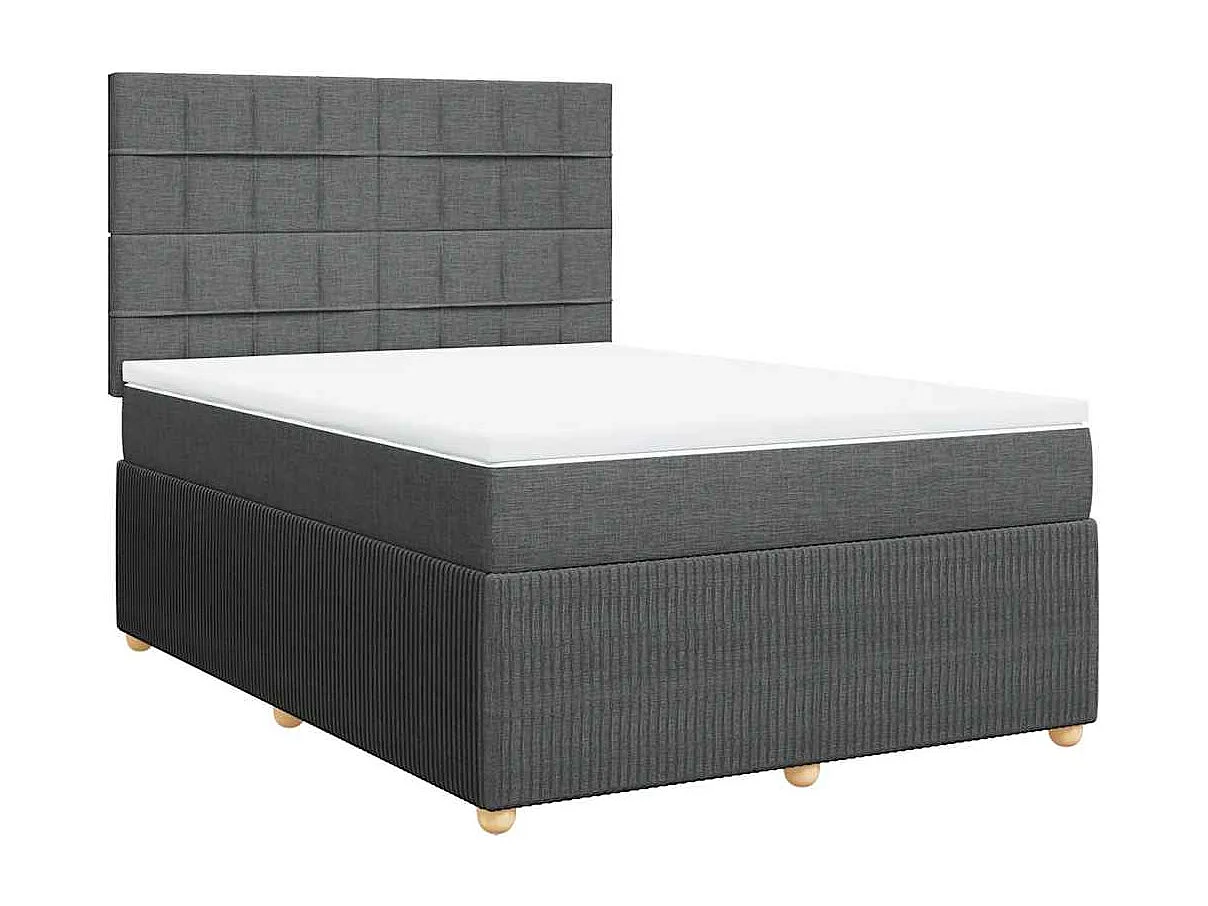 Sommier à lattes de lit avec matelas Gris foncé 140x190cm Tissu