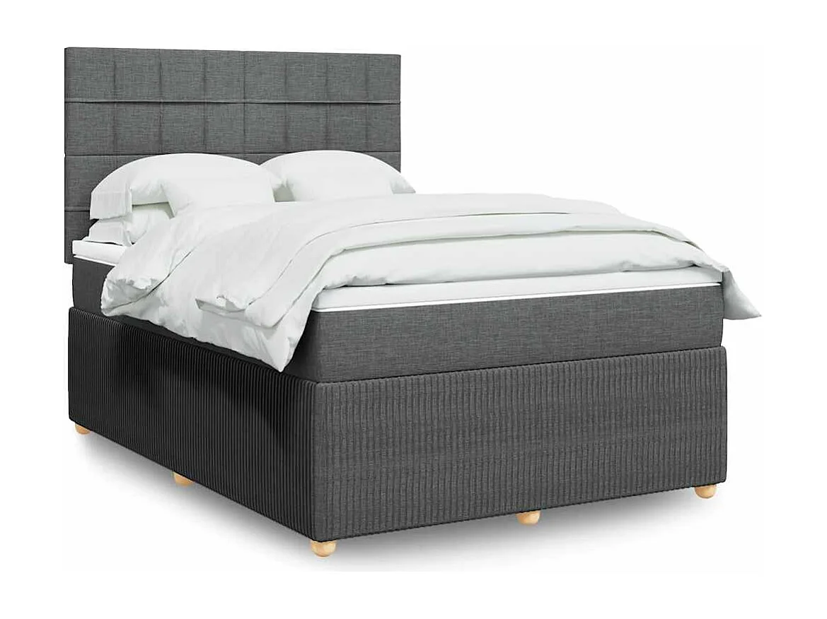 Sommier à lattes de lit avec matelas Gris foncé 140x190cm Tissu