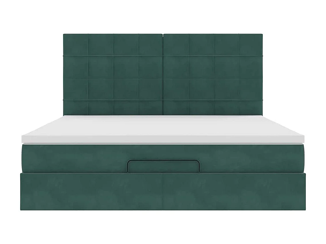 Ottoman-Bett mit Matratzen Dunkelgrün 180x200 cm Samt