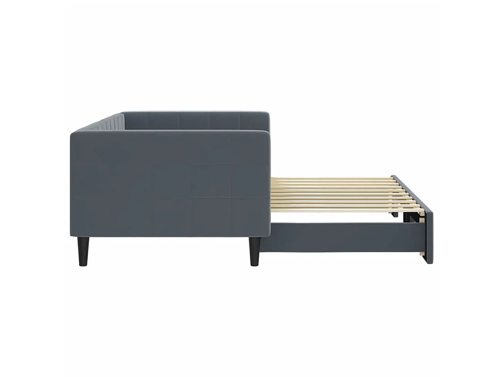 Slaapbank met onderschuifbed 90x190 cm fluweel donkergrijs