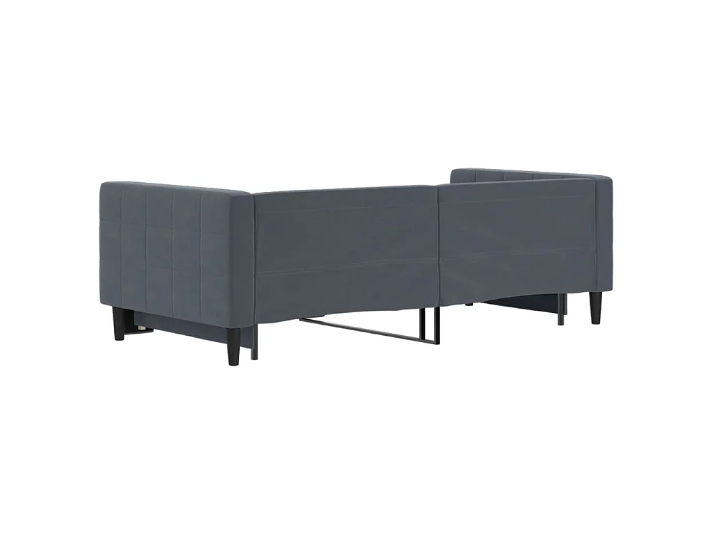 Slaapbank met onderschuifbed 90x190 cm fluweel donkergrijs