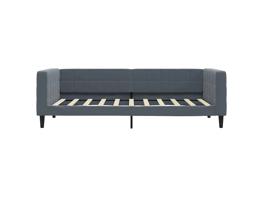 Slaapbank met onderschuifbed 90x190 cm fluweel donkergrijs