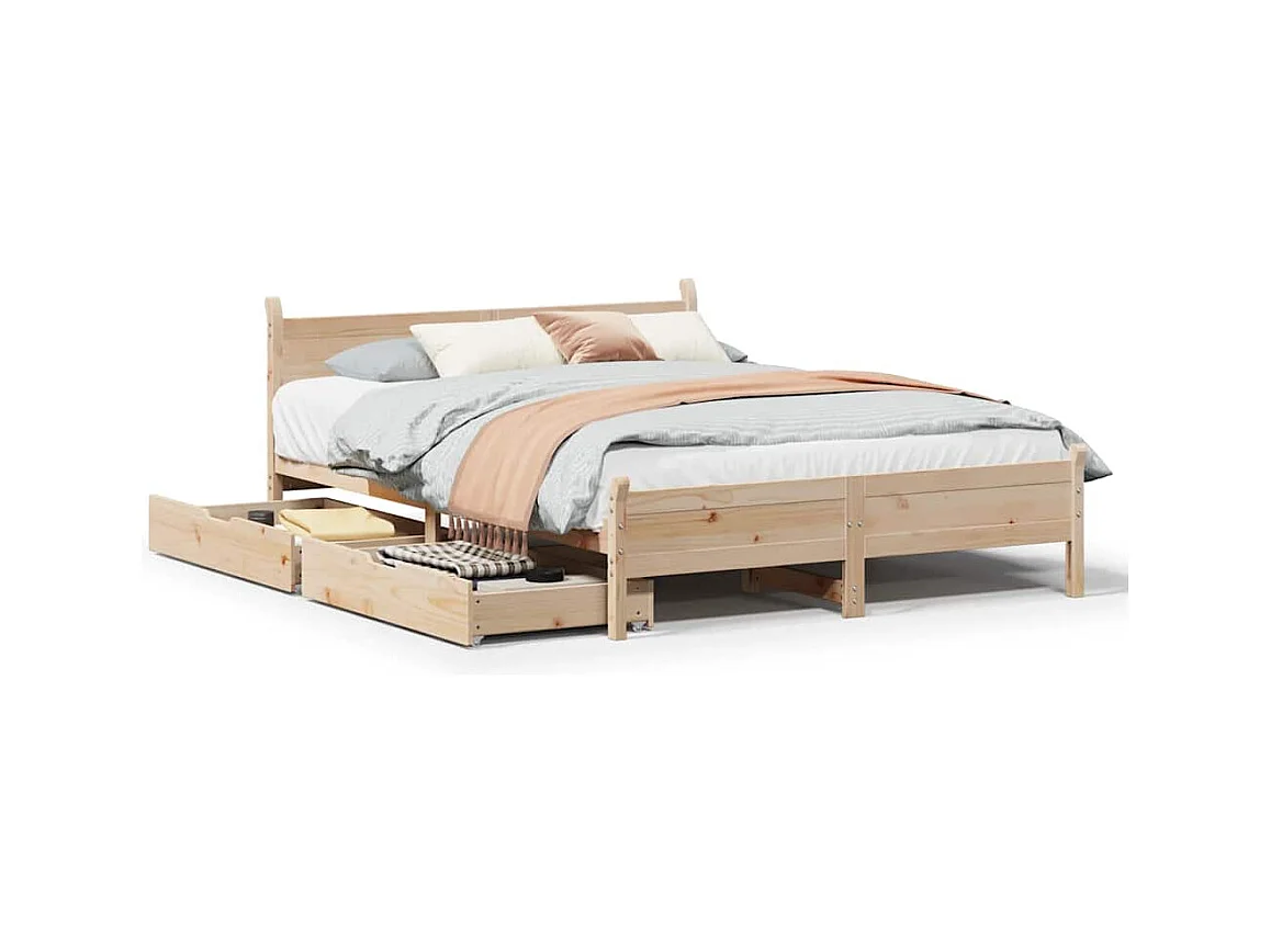 Cadre de lit sans matelas 160x200 cm bois massif de pin