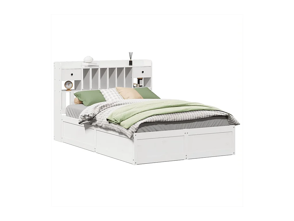 Cadre de lit sans matelas blanc 140x190 cm bois de pin massif