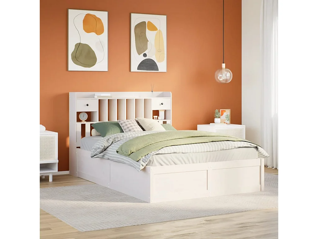 Letto senza Materasso Bianco 140x190 cm Legno Massello di Pino