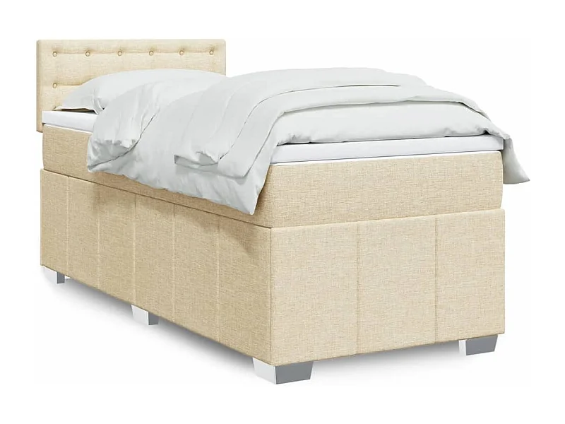 Sommier à lattes de lit avec matelas Crème 100x200 cm Tissu