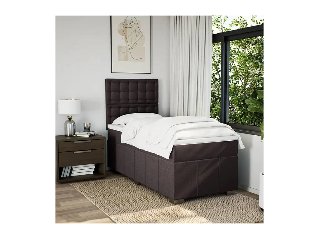 Boxspringbett mit Matratze Dunkelbraun 100x200 cm Stoff