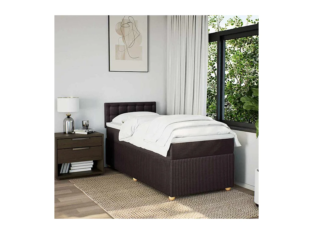 Sommier à lattes de lit avec matelas Marron foncé 90x190 cm