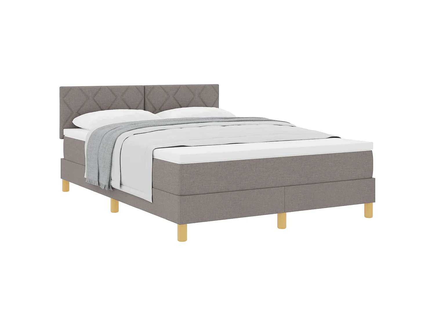 Lit à ressorts avec coussin Taupe 160 x 200 cm tissu