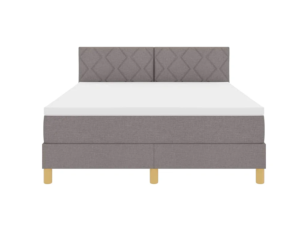 Lit à ressorts avec coussin Taupe 160 x 200 cm tissu