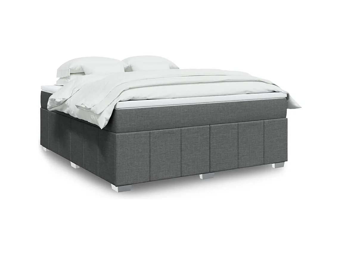 Giroletto a Molle con Materasso Grigio Scuro 180x200 cm Tessuto