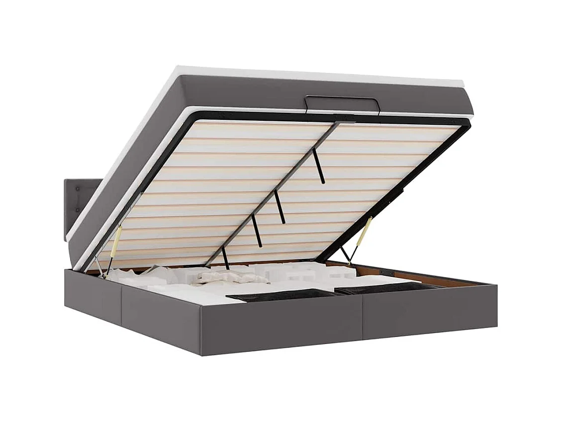 Cama otomana com colchões & LEDs 160x200 cm couro artificial