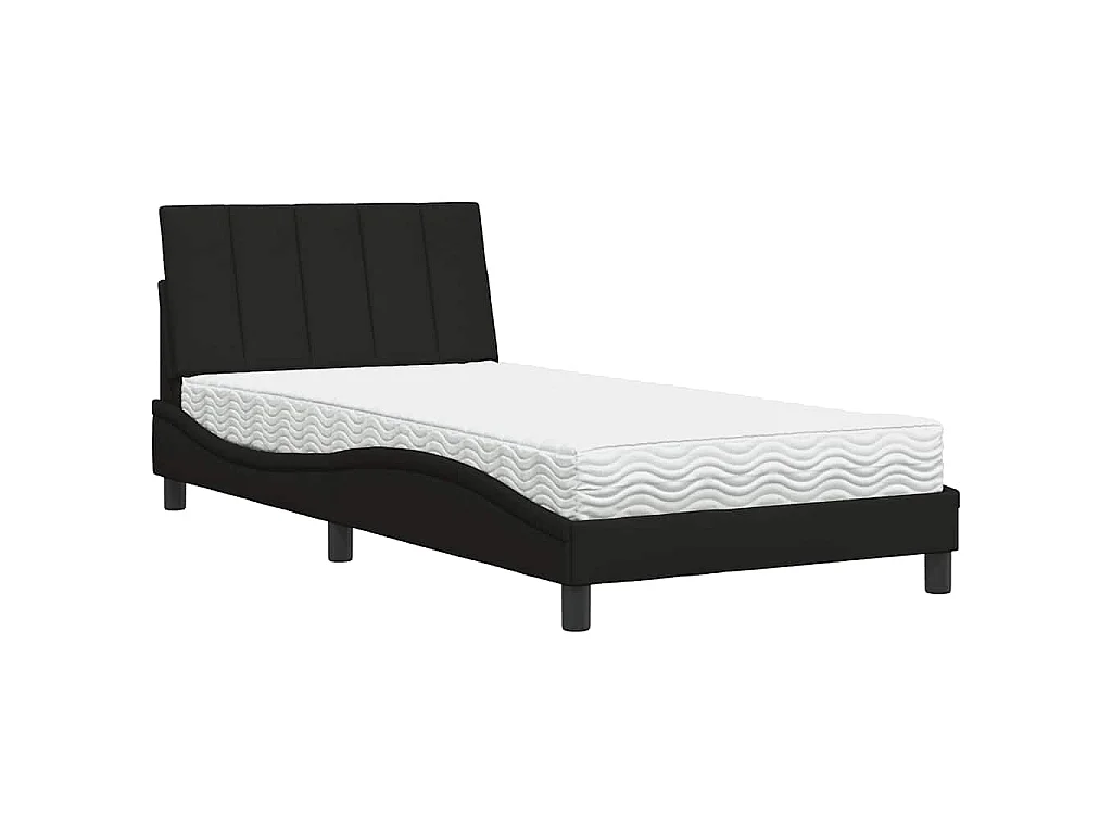 Bett mit Matratze "Hanko" Schwarz 100x200 cm Stoff