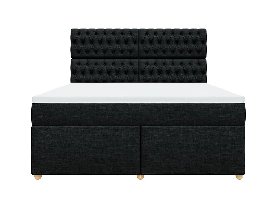 Giroletto a Molle con Materasso Nero 180x200 cm in Tessuto