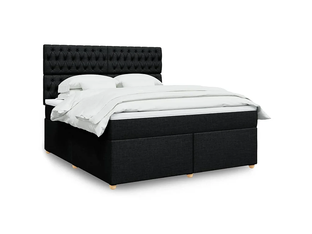 Sommier à lattes de lit avec matelas Noir 180x200 cm Tissu