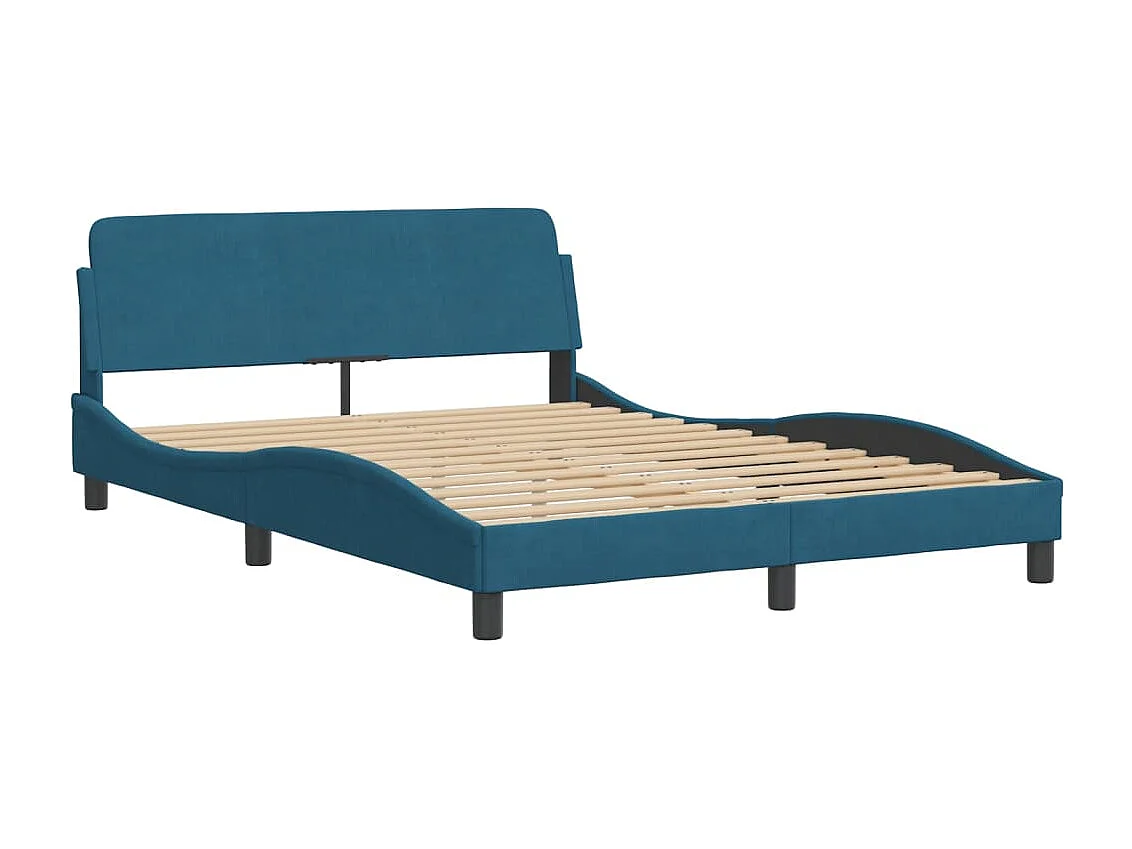 Bedframe met LED zonder matras "Hanko"  fluweel blauw 140x190 cm