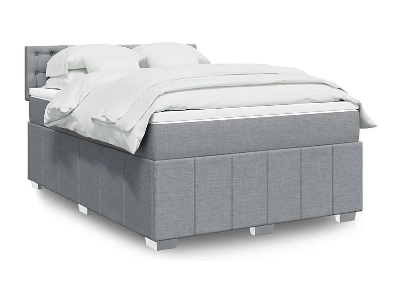 Boxspring met matras stof lichtgrijs 140x200 cm