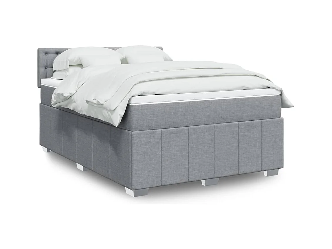 Boxspring met matras stof lichtgrijs 140x200 cm