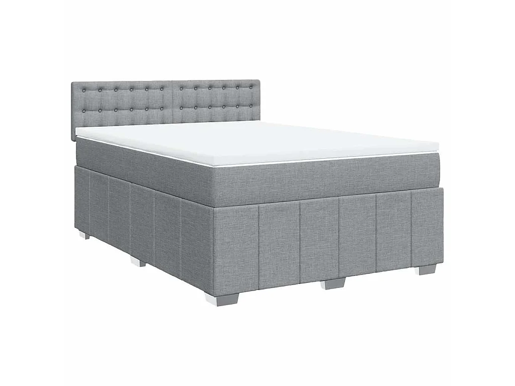 Sommier à lattes de lit avec matelas Gris clair 140x200cm Tissu