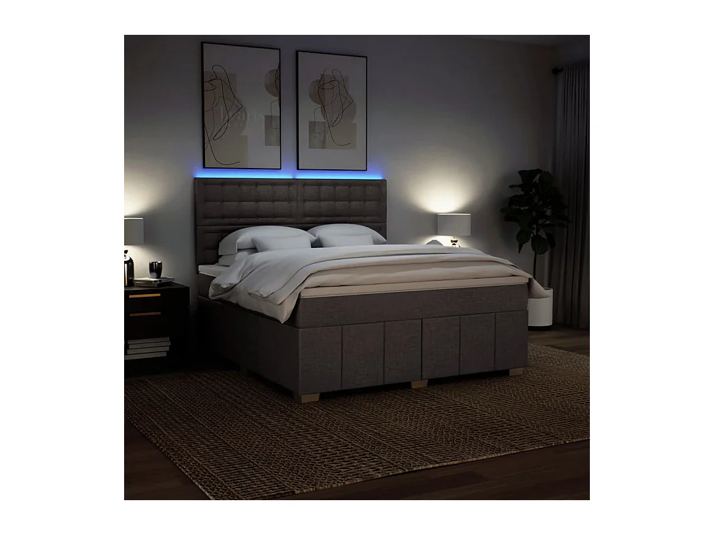 Sommier à lattes de lit avec matelas Taupe 180x200 cm Tissu