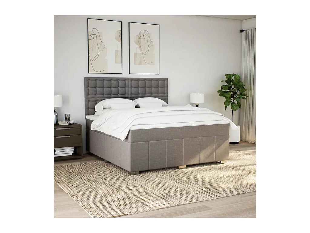 Sommier à lattes de lit avec matelas Taupe 180x200 cm Tissu