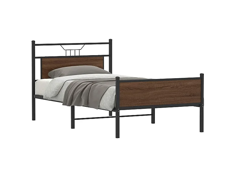 Estructura de cama sin colchón madera marrón roble 100x190 cm