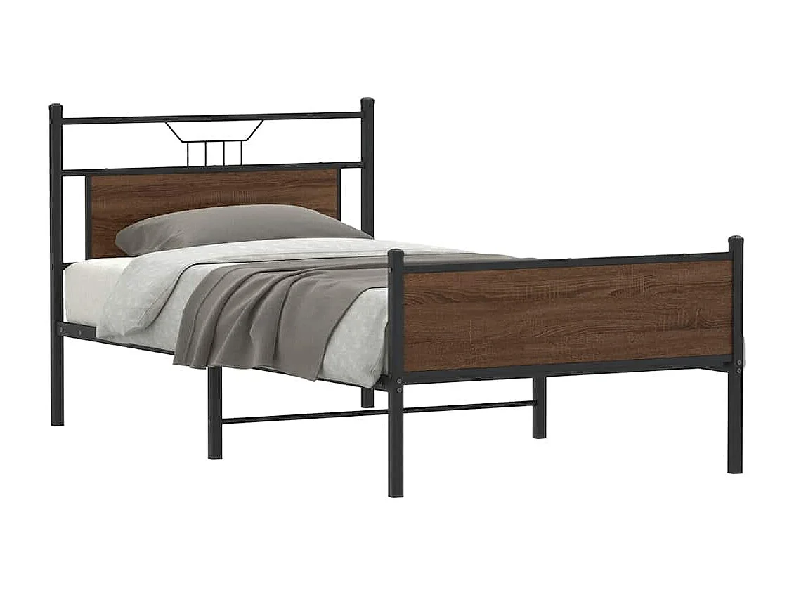 Bedframe zonder matras bewerkt hout bruin eikenkleur 100x190 cm