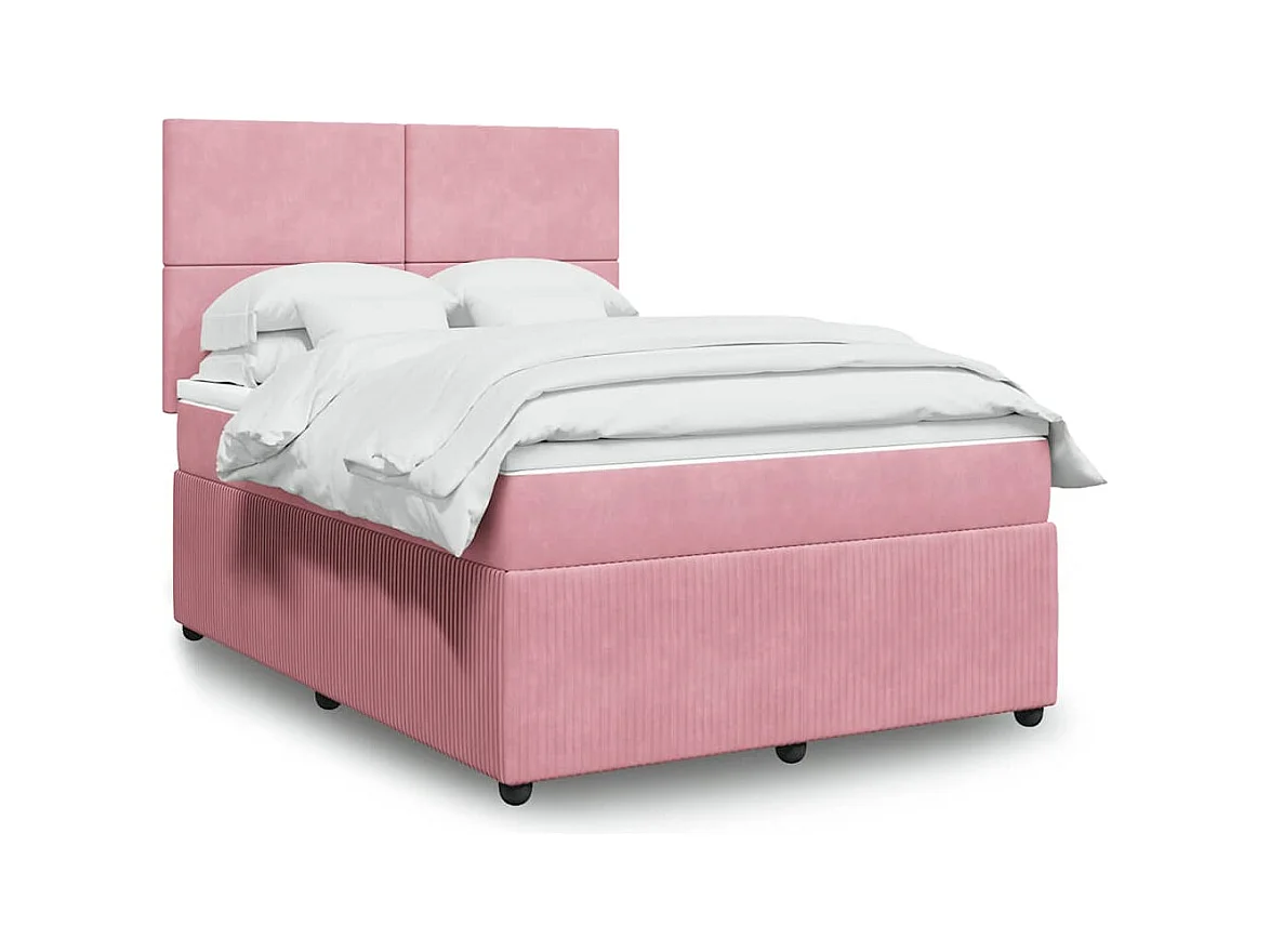 Boxspringbett mit Matratze Rosa 140x200 cm Samt