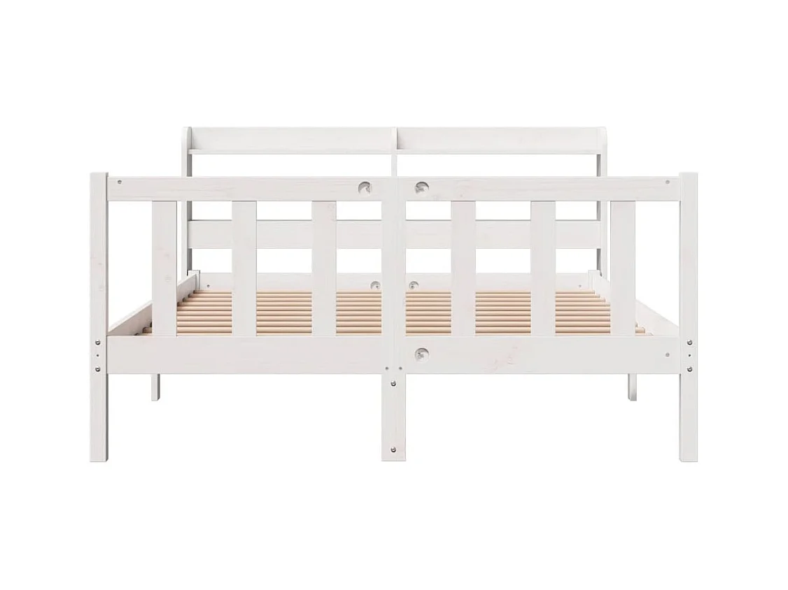 Bedframe zonder matras massief grenenhout wit 140x190 cm