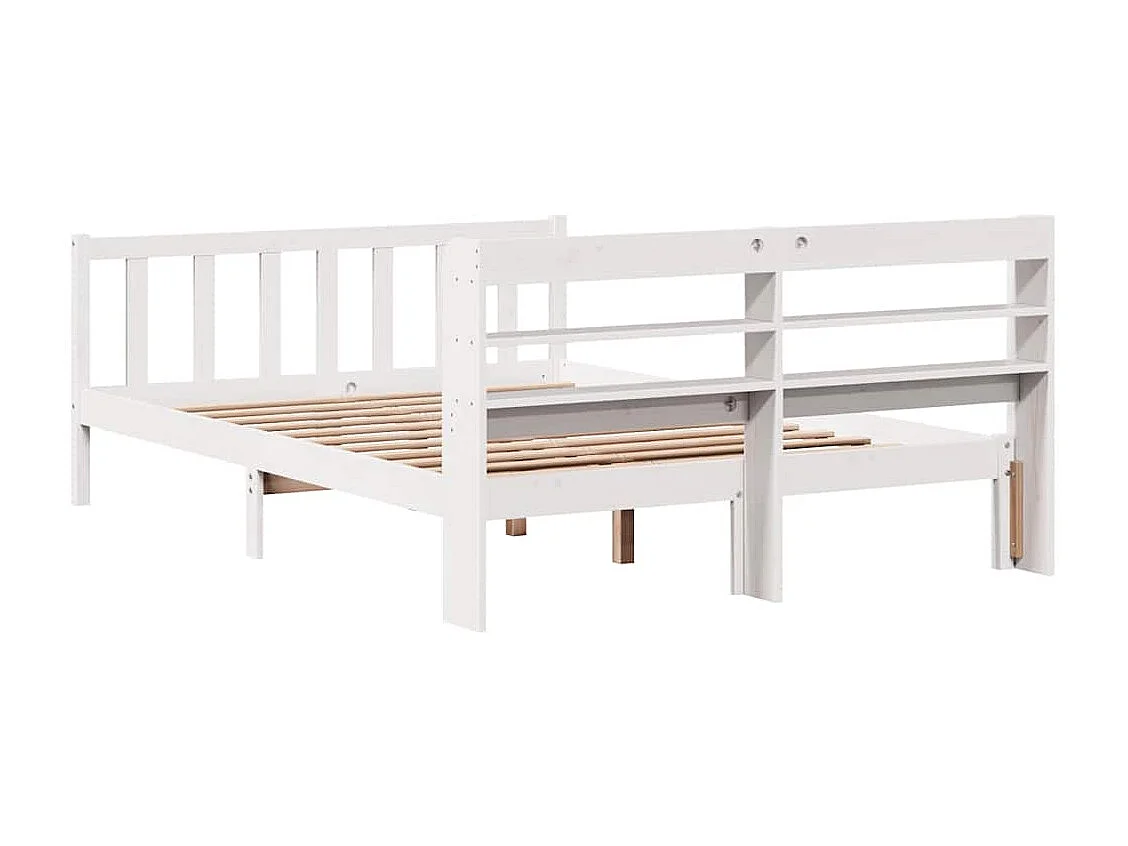 Bedframe zonder matras massief grenenhout wit 140x190 cm