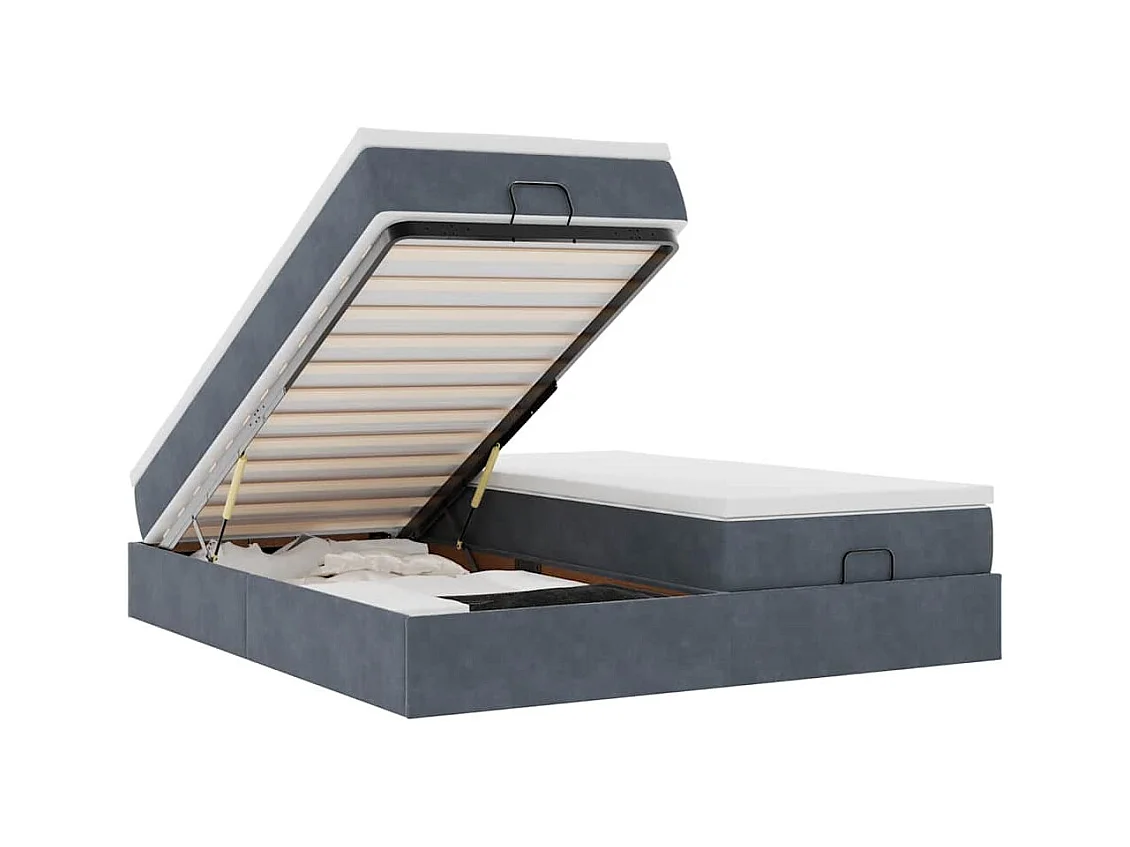 Ottoman-Bett mit Matratzen Dunkelgrau 180x200 cm Samt