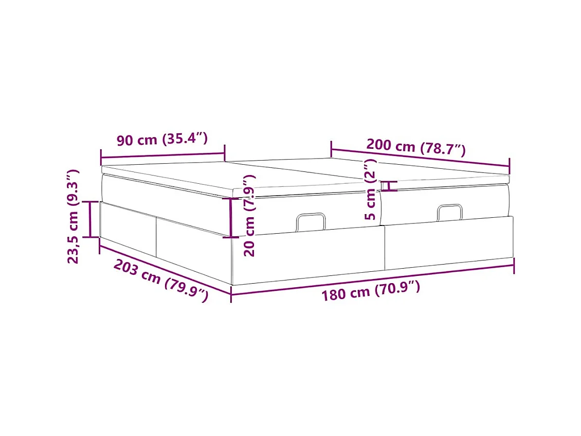 Ottoman-Bett mit Matratzen Dunkelgrau 180x200 cm Samt