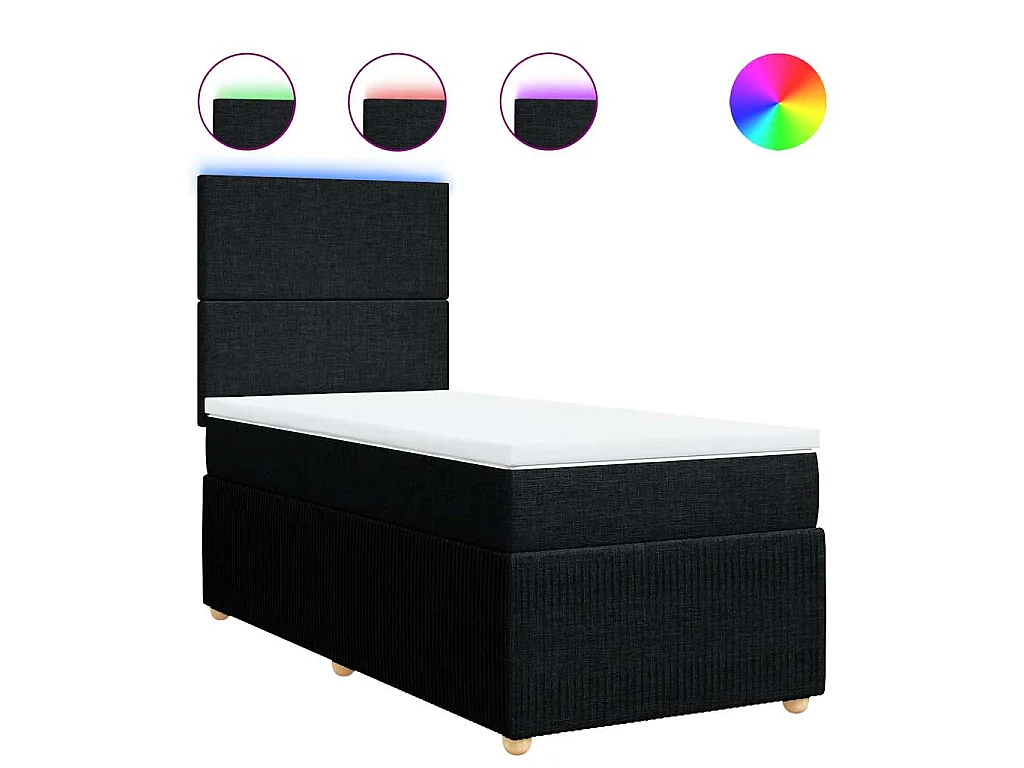 Boxspring met matras stof zwart 100x200 cm