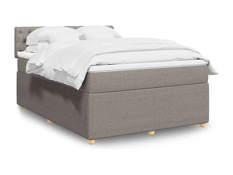 Sommier à lattes de lit avec matelas Taupe 140x190 cm Tissu