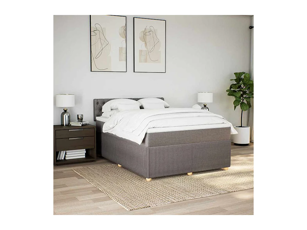 Sommier à lattes de lit avec matelas Taupe 140x190 cm Tissu