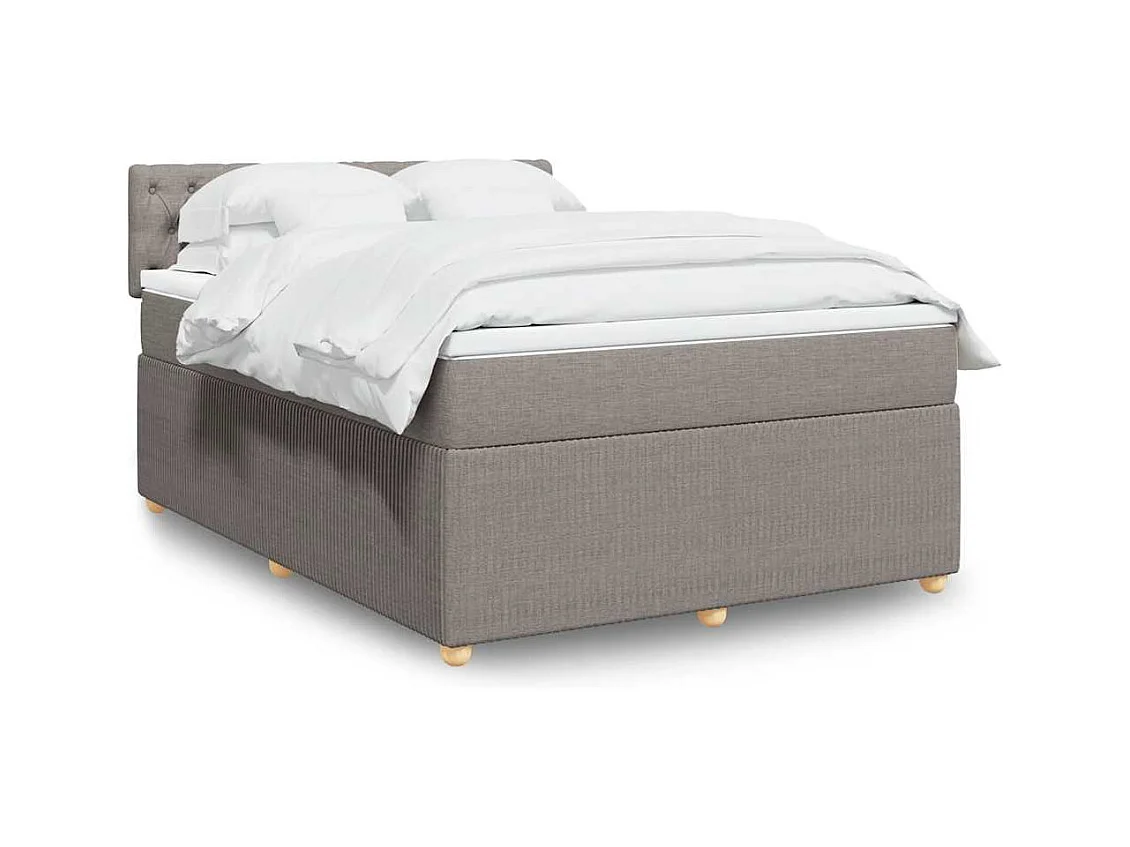 Sommier à lattes de lit avec matelas Taupe 140x190 cm Tissu