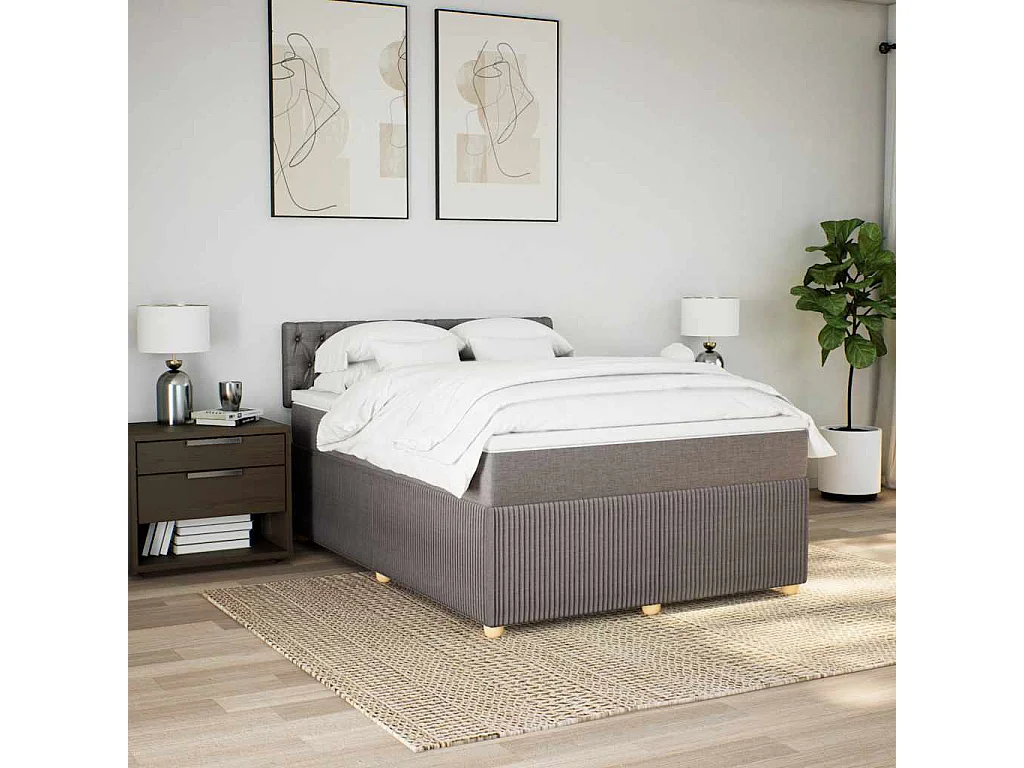 Boxspring met matras stof taupe 140x190 cm