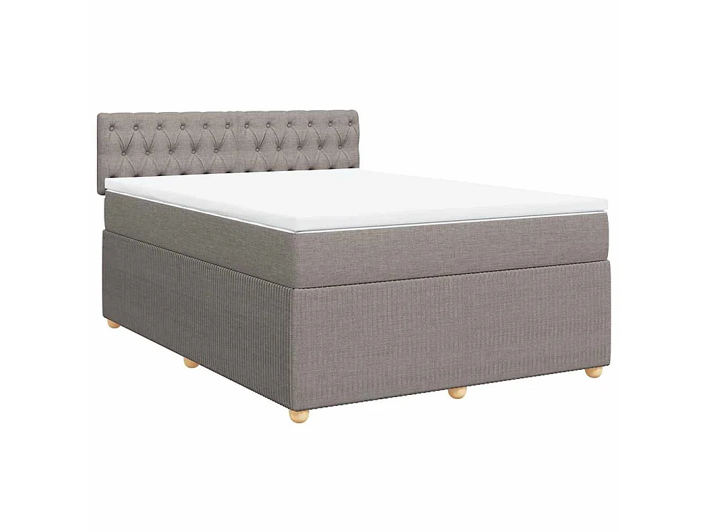 Sommier à lattes de lit avec matelas Taupe 140x190 cm Tissu