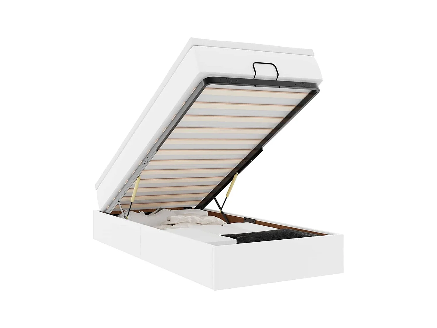 Cadre de lit ottoman avec matelas blanc 90x200 cm similicuir