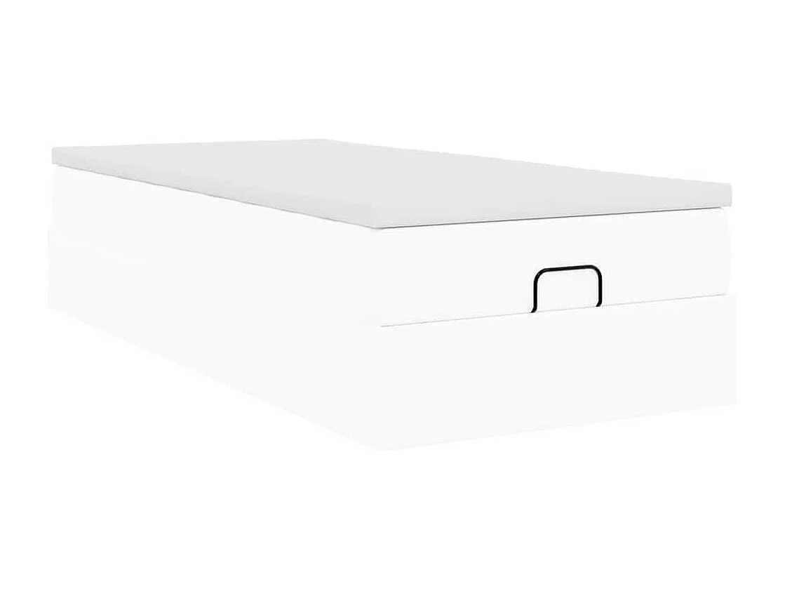Cadre de lit ottoman avec matelas blanc 90x200 cm similicuir