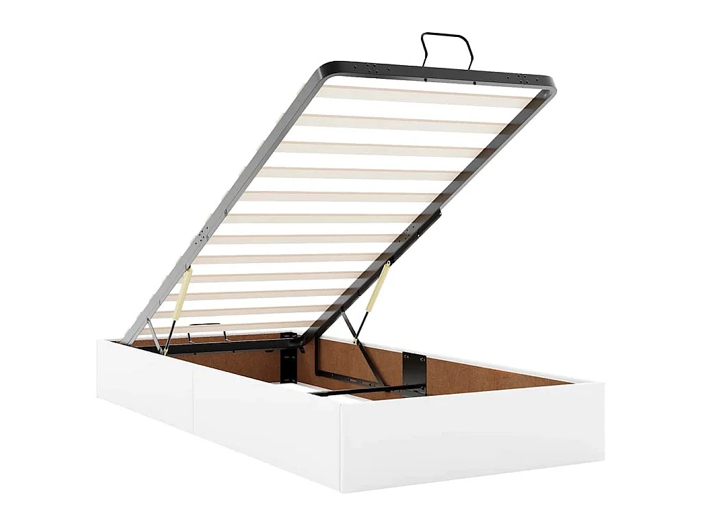 Estructura cama otomana colchón cuero sintético blanco 90x200cm
