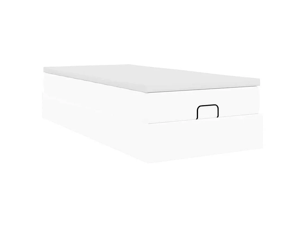 Estructura cama otomana colchón cuero sintético blanco 90x200cm