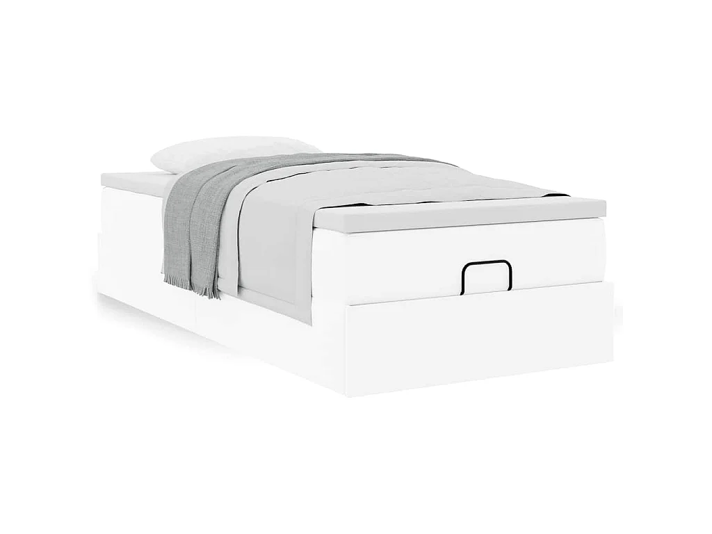 Ottoman bed met matras 90x200cm kunstleer wit