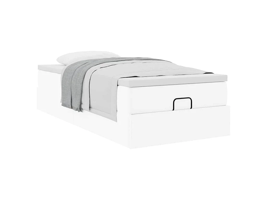 Ottoman bed met matras 90x200cm kunstleer wit