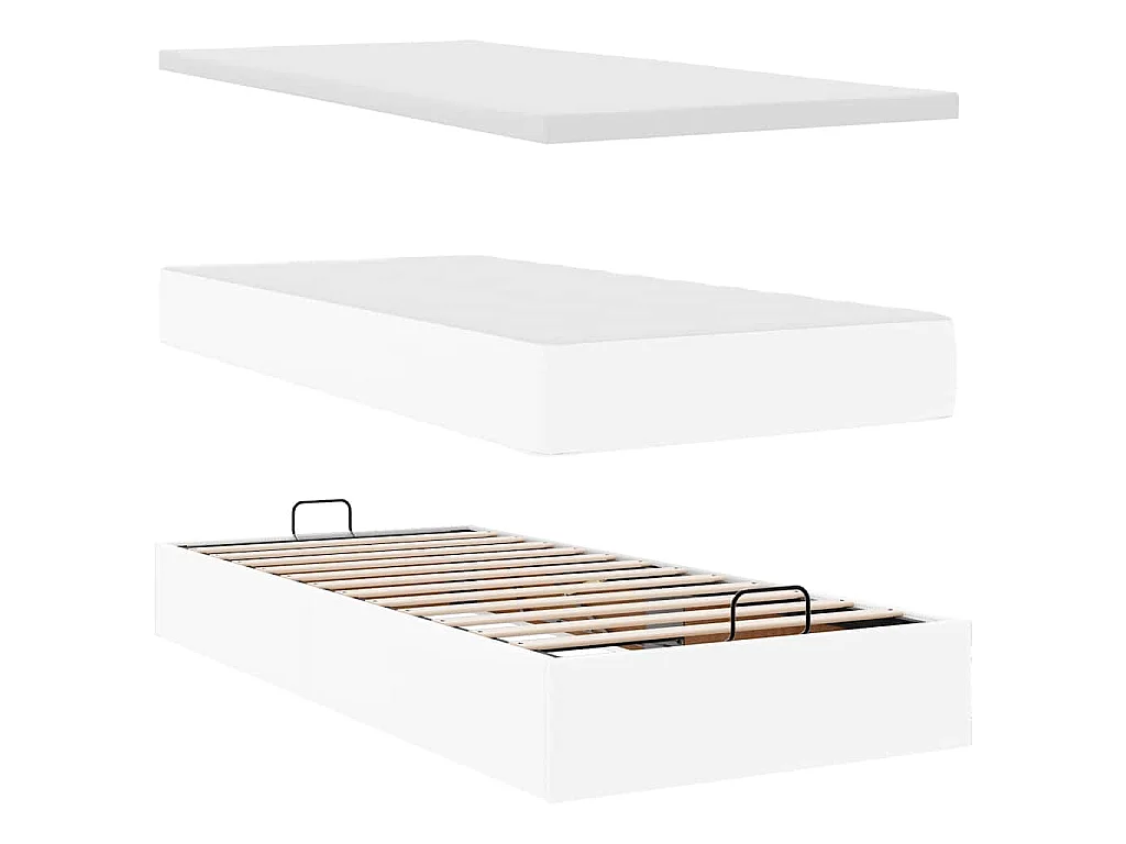 Ottoman bed met matras 90x200cm kunstleer wit