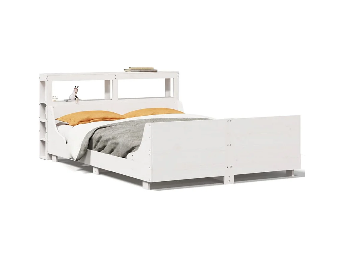 Cadre de lit sans matelas blanc 140x200 cm bois de pin massif