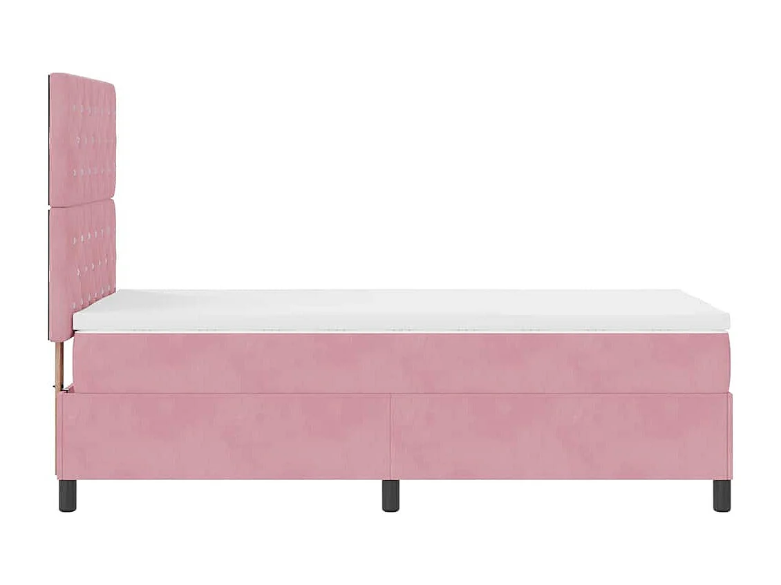 Cama Box com colchão com cabeceira Rosa 90 x 200 cm Veludo