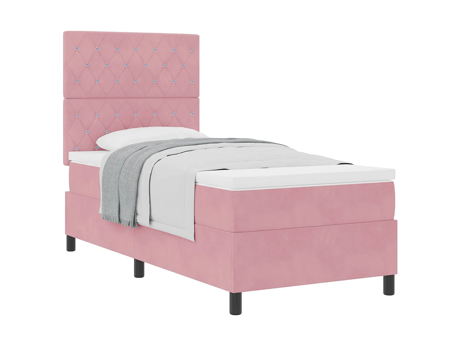 Boxspringbed met matras met hoofdeinde Roze 90 x 200 cm Fluweel