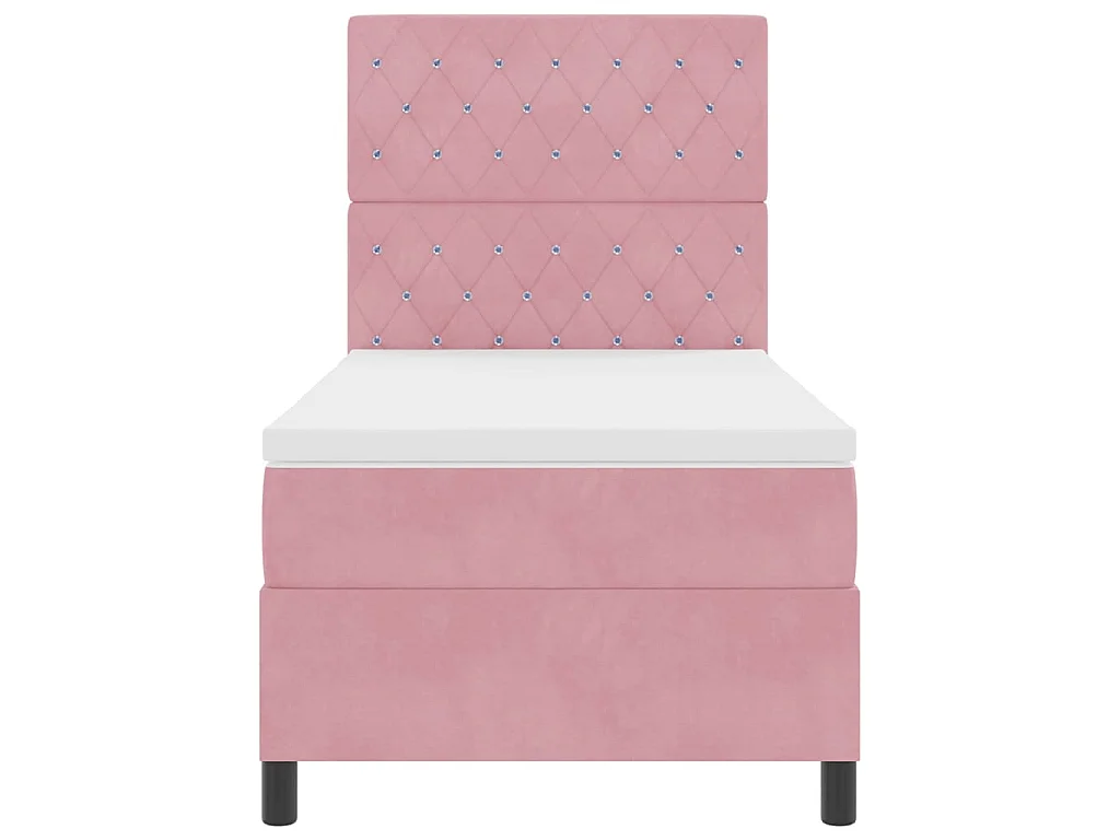Boxspringbed met matras met hoofdeinde Roze 90 x 200 cm Fluweel