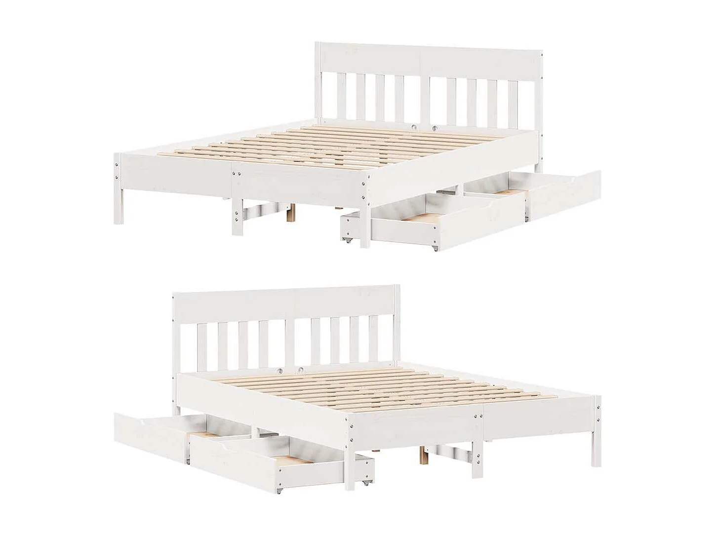 Cadre de lit sans matelas blanc 140x200 cm bois de pin massif
